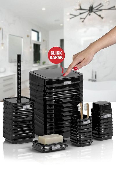 Okyanus Home Σετ μπάνιου Luna Black Square 5 τεμαχίων