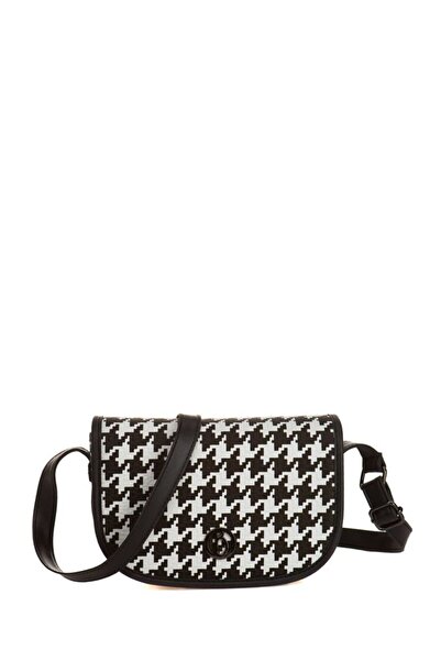 Bilik Deri Чорно-біла жіноча сумка з перехресними ременями RH 06-DS