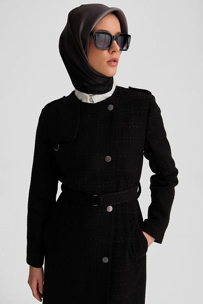 Armine Μαύρη καμπαρντίνα Tweed - Μοντέλο 24k7512