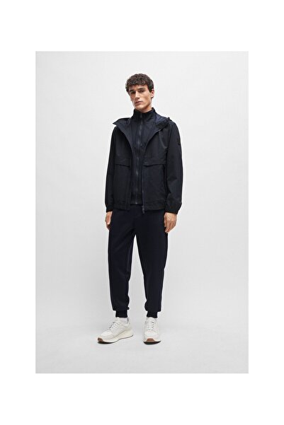 BOSS Air-mesh esnek kumaştan normal kesim kapüşonlu mont