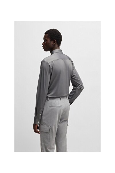 BOSS Yapılandırılmış performans esnek kumaştan dar kesim gömlek