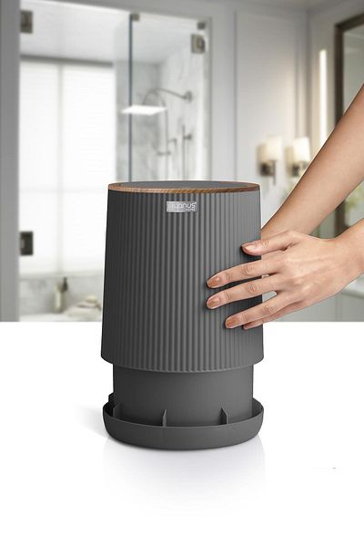 Okyanus Home Coș de gunoi ecologic cu model din lemn antracit Nida
