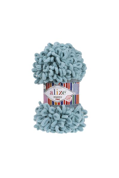 Alize Puffy Fine (SMALL BOWKNOT) (ΛΕΠΤΟ) Νήματα πλεξίματος χειρός - 414 Azur - 100 γρ. 14,5 Mt. Πλεκτό νήμα με δάχτυλα