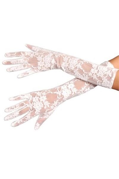 robotrend White Color Medium Lace Gloves