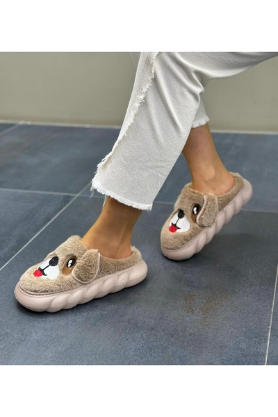 Akınal Bella Παντόφλες σπιτιού με βελούδινη χοντρή σόλα