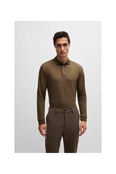 BOSS İnterlok-pamuk logo nakışlı polo yaka tişört