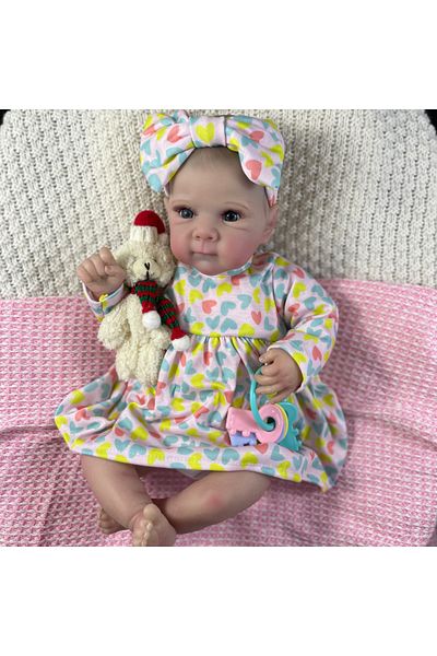 MRB Finished Doll 19 Inch Bettie Reborn Baby Doll Adorable Girl Vinyl Fabric Body Lifelike Painted S