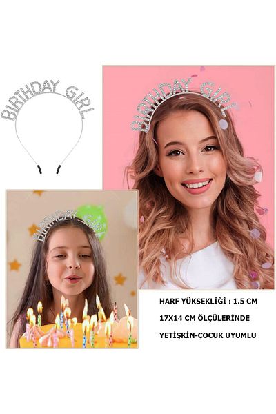 Mu Art Crystal Stone Silver Birthday Girl Written Birthday Party Crown 19x11 Cm