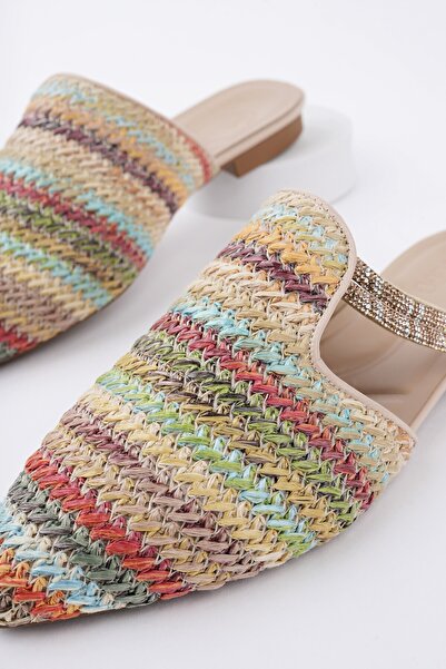 MUGGO Papuci de zi cu paie pentru femei JAYLIN cu față închisă