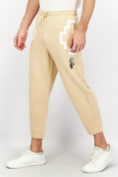 Puma Men Regular Fit Drawstring Brand Logo Track Pants, Beige