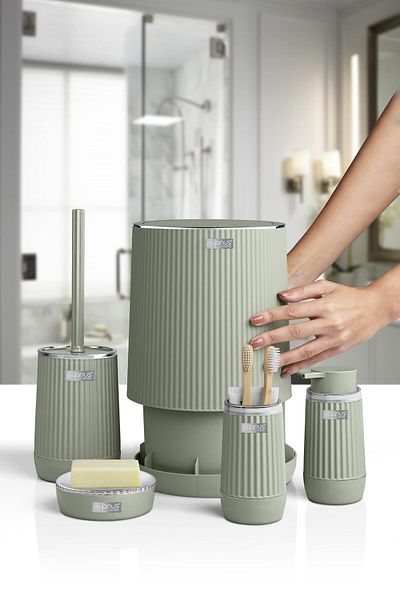 Okyanus Home Σετ μπάνιου Nida Green Chrome Eco 5 τεμαχίων