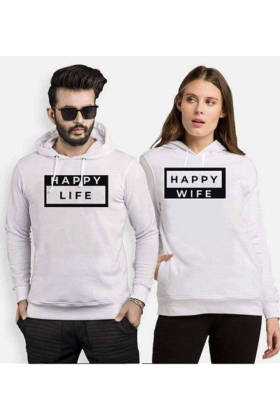 Tshirthane Happy Lover Combinations Hooded Couple Combination