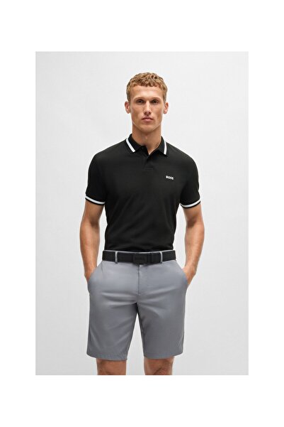 BOSS Pamuklu pike, kontrast detaylı ,polo yaka tişört