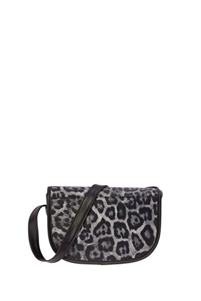 Bilik Deri Сумка через плече для жінок, сіра з леопардовим принтом RH 06-DS