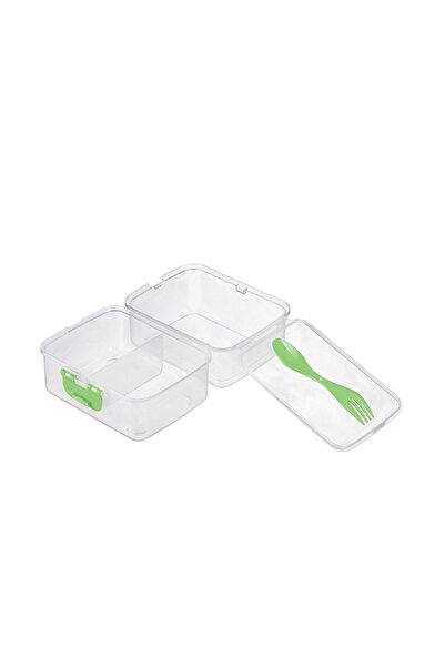 Marsilyan Translucent Square 3 Compartment Nutrition Bowl with Fork and Spoon...