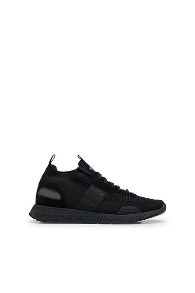 BOSS Men's Comfortable Sole Lace-up Black Sneakers with Brand Logo50498245-001