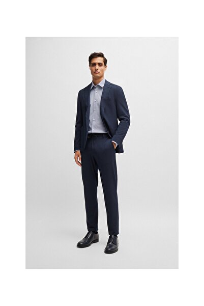 BOSS Baskılı esnek karışımlı dar kesim gömlek