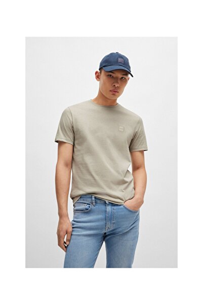 BOSS Logo yamalı pamuklu penye tişört