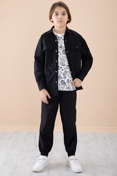 Cansın Mini Black Boy's 3-Pece Σετ με τσέπη στο στήθος 20349