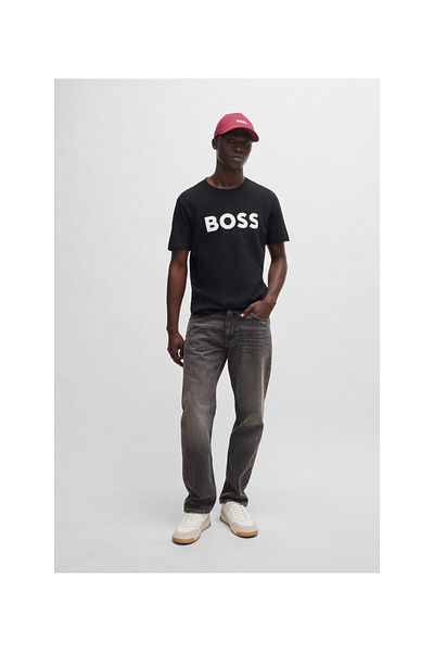 BOSS Bavlněné česané tričko s potiskem gumového loga