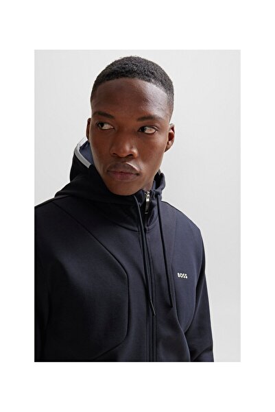 BOSS Hd Logo Baskılı Pamuk Karışımlı Fermuarlı Kapüşonlu