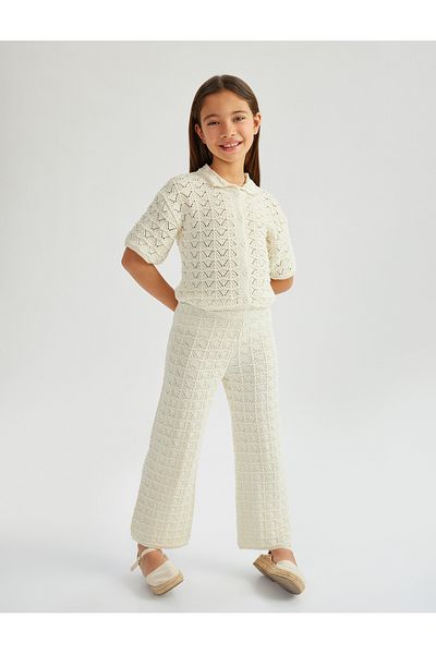 Koton Wide Leg Openwork Knitwear Trousers