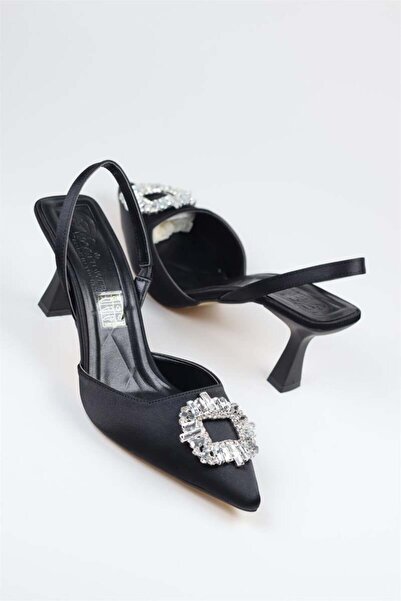 Hacıoğlu Ayakkabı Γυναικεία κομψά παπούτσια με τακούνι Hco Saten Stone