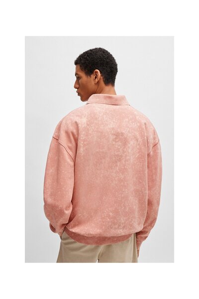 BOSS Pamuklu Havlu Kumaştan, Logo Detaylı, Rahat Kesim Sweatshirt