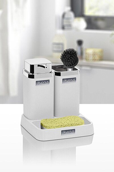 Okyanus Home طقم حوض ستيلا كروم أبيض