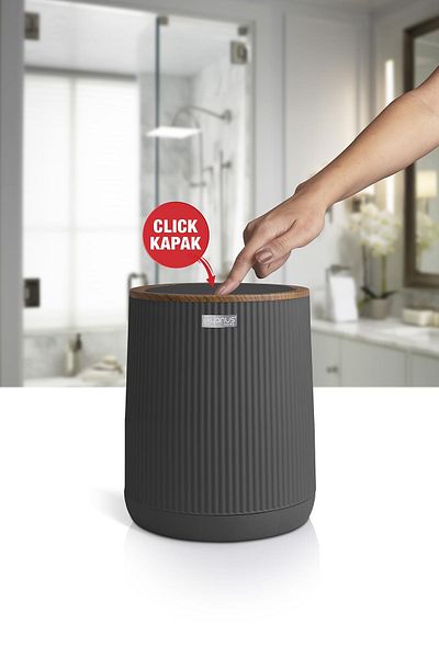 Okyanus Home Coș de gunoi ecologic cu model din lemn antracit Nida