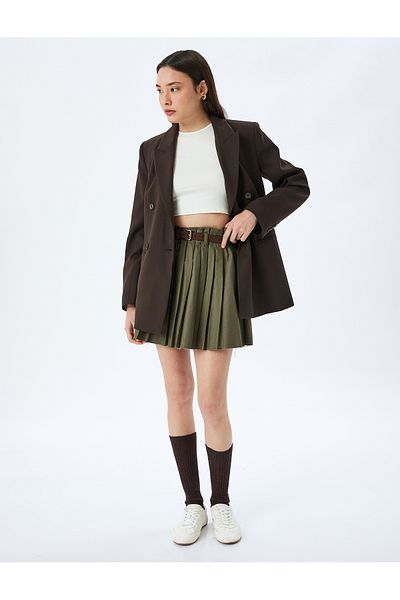 Koton Elastic Waist Pleated Mini Skirt