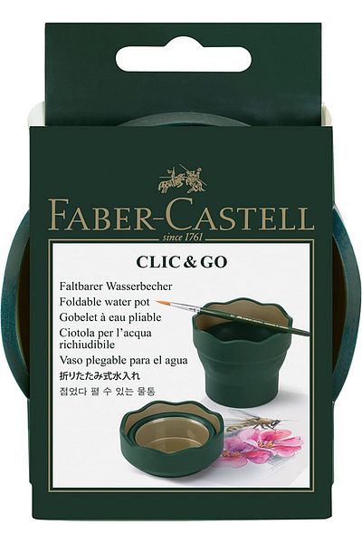 Faber Castell Dark Green Faber-castell Clic & Go Artist Water Cup - Dark Green Paint Brush Washer Folding Washing