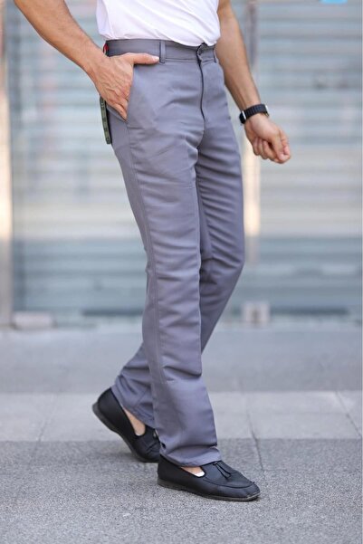PHANTOM JEANS Light Gray Linen Polyviscon Father's Trousers - Classic Cut Side Pocket Seasonal