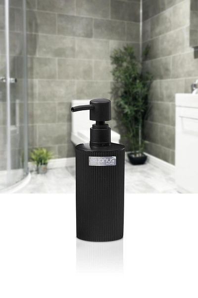 Okyanus Home Διανομέας υγρού σαπουνιού Mina Black Round ριγέ