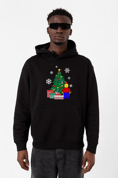 Tshirthane Φούτερ Lego Man Christmas Black Ανδρικό φούτερ με κουκούλα 3 κορδονιών