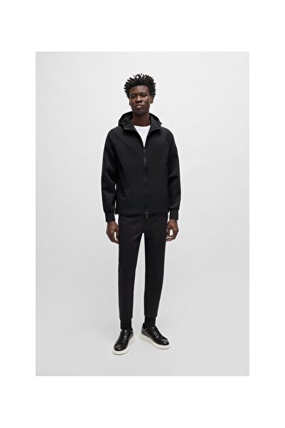 BOSS Erkek Logolu Kapüşonlu Uzun Kollu Günlük Kullanım Siyah Sweatshirt 50519008-001