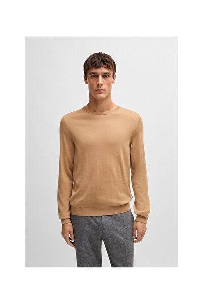 BOSS İşlenmemiş yünden dar kesim kazak