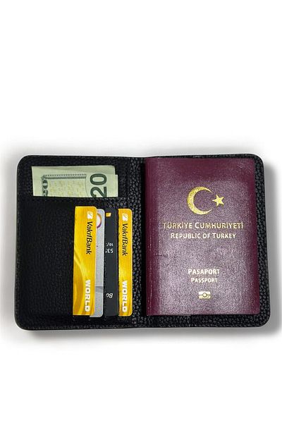 Gempo Vegan Leather Credit Card Holder Passport Case with Money Compartment Passport Holder
