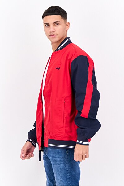 Perry Ellis Men Embroidered Bomber Jacket, Red