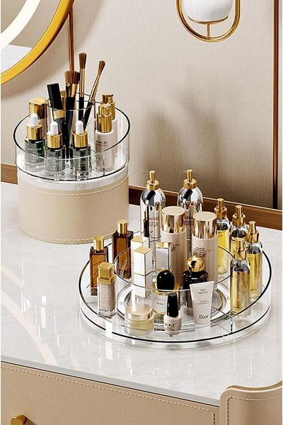 Geseus Organizator de machiaj 360 °   Suport de machiaj rotativ transparent