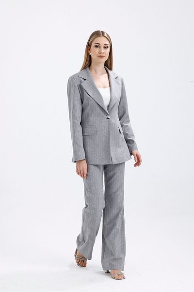 Abay Women's Striped Lined Blazer Jacket Pants Set