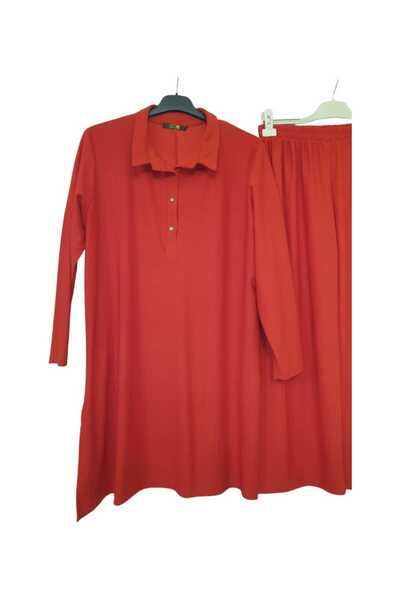 GGMM Gömlek yaka kum krep ikili takım