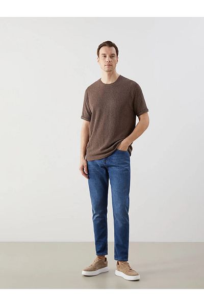 LC Waikiki Ανδρικό μπλουζάκι LCW Casual Indigo Crew Neck