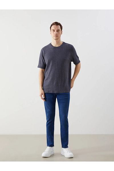 LC Waikiki Ανδρικό μπλουζάκι LCW Casual Indigo Crew Neck