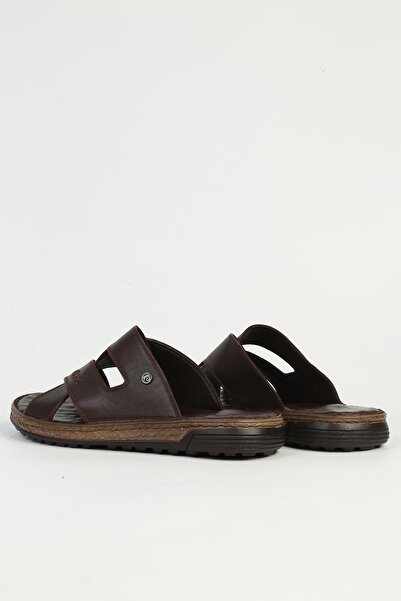 Pierre Cardin Genuine Leather Men's Brown Slippers Pc-7442