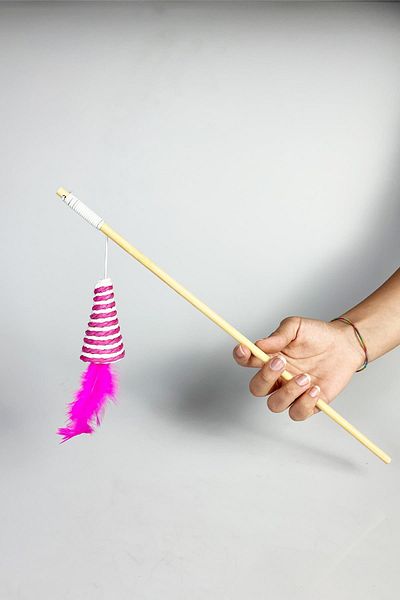 GOBYPET Furry Cat Fishing Rod with Pompom, Cat Play Fishing Rod