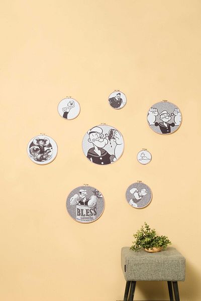 Montisu Popeye, Black and White, 8-Piece Wall Decoration