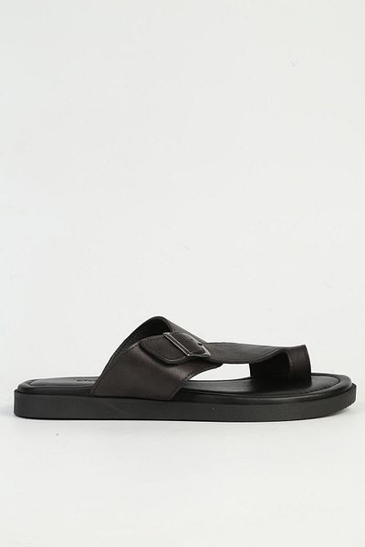 Pierre Cardin Ανδρικές δερμάτινες μαύρες παντόφλες - PC-7346