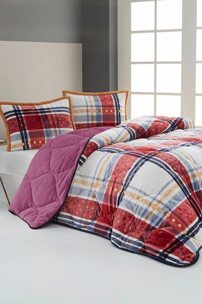 Merinos Boris Red Gray Micro Double Quilt