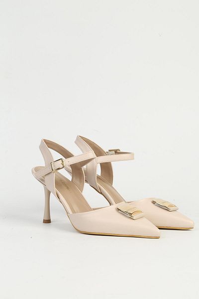 Pierre Cardin Κρεμ γυναικεία παπούτσια με τακούνι PC-54717